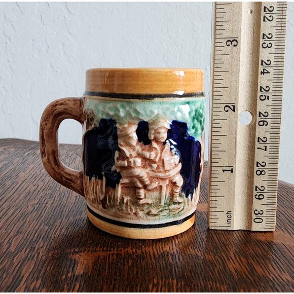 Vintage Relief Mold German Beer Stein Miniature Mug – Soldier Scene – 2.5 in - Picture 5 of 7